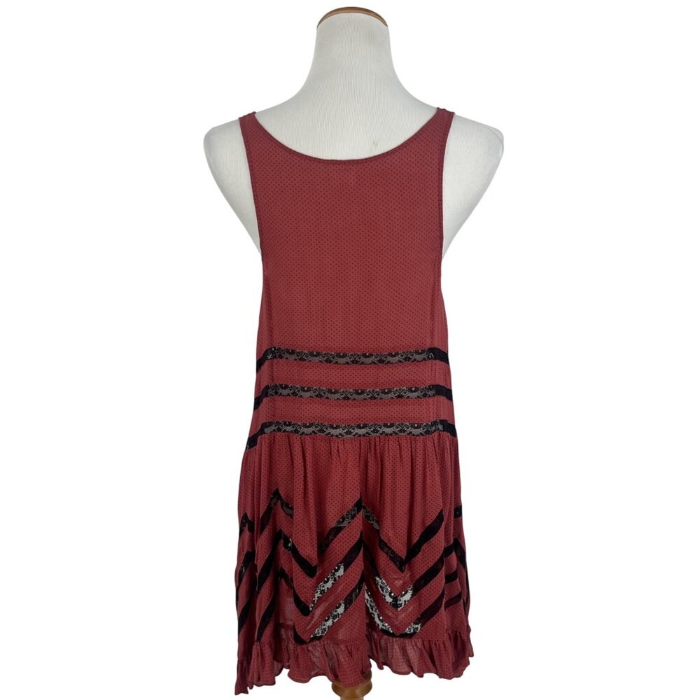 Free People Burnt Red & Black Voile & Lace Slip Dress | Boho Coastal Cowgirl S - Picture 8 of 12